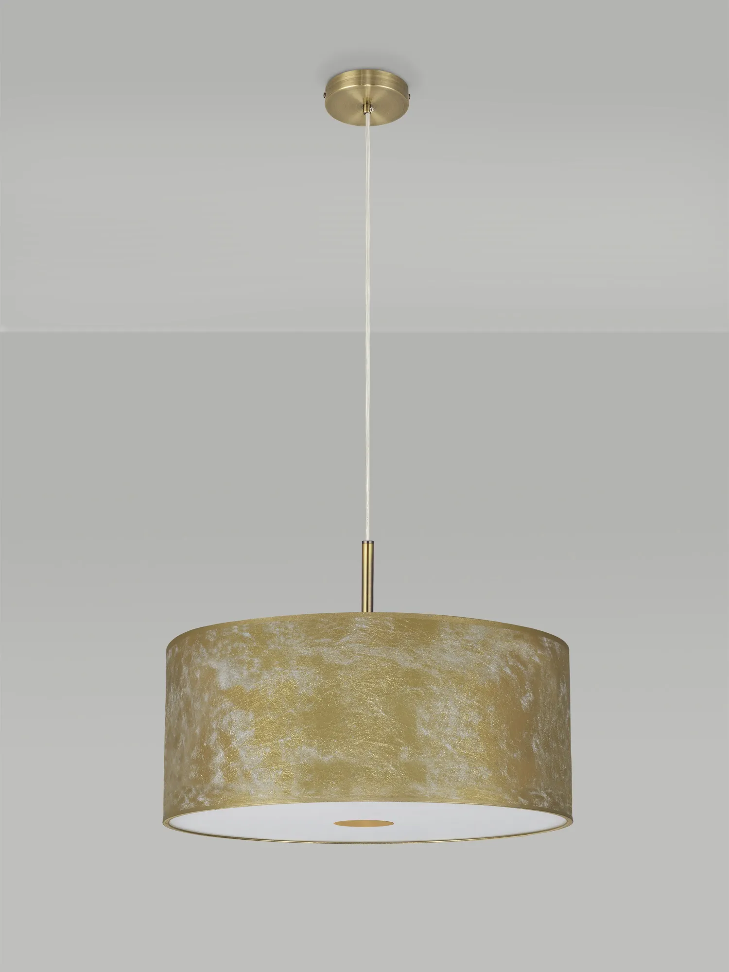 Baymont 50cm 5 Light Pendant Antique Brass, Gold Leaf, Frosted Diffuser DK0852  Deco Baymont AB GL